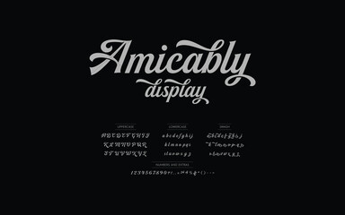 lettering typography alphabet font display. include uppercase, lowercase, swash, numbers and extras.