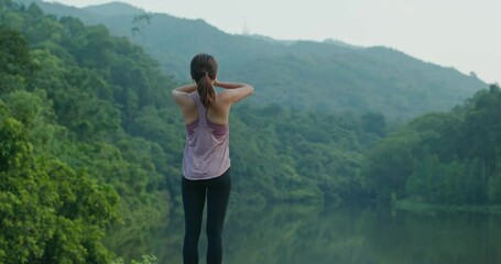 Sticker - Woman do yoga at country park