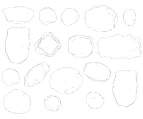 Poster - Set with stones of different shapes isolated on white background. Contour of stones. Vector illustration