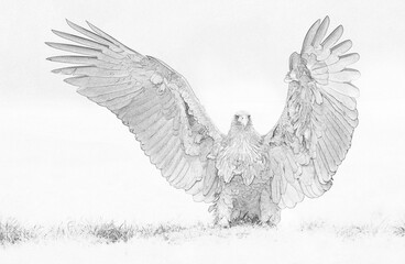 Fototapete - White tailed eagle (Haliaeetus albicilla) - sketch