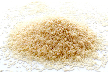 Close up rice grain. basmati rice food background.Healthy food.