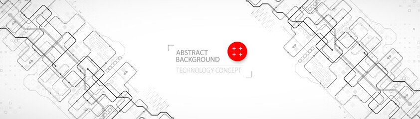Abstract technology concept. Circuit board, high computer background. Vector illustration with space for content, web - template, business tech presentation.