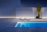 Fototapeta  - A luxury modern backyard with a swimming pool