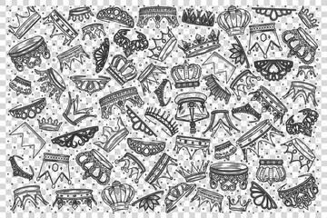 Wall Mural - Crowns doodle set