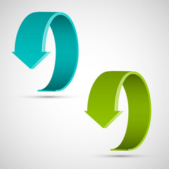 Aufkleber - Round arrow banners set. Direct circle shape. 3d Abstract arrow background. Business infographic presentation diagram. Section compare service trend. Paper arrows index. Exact pointer banner