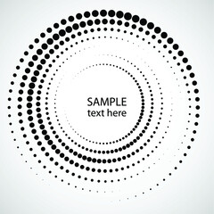 Halftone dots in circle form. round logo . vector dotted frame . design element