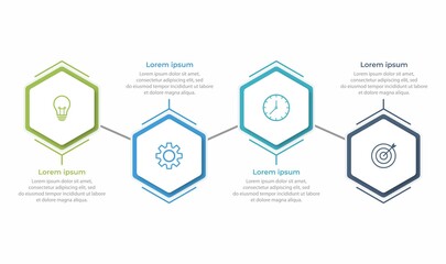 Business process infographic template. Thin line design with numbers 4 options or steps. Vector illustration graphic design