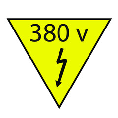 Fototapete - yellow sign with a black border and the inscription 380 volts