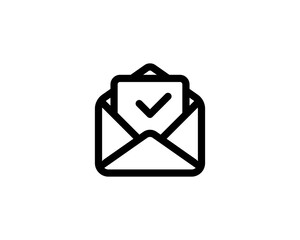 Poster - Letter approved line icon. Envelope with paper sheet with check mark. Envelope with confirmed document. Vector on isolated white background. EPS 10
