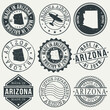 © josepperianes - Arizona Set of Stamps. Travel Stamp. Made In Product. Design Seals Old Style Insignia.