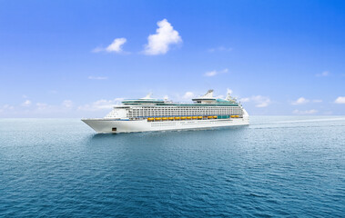 luxury cruise ship sailing from port