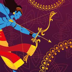 Wall Mural - template of the lord Rama with bow and arrow on decorative background