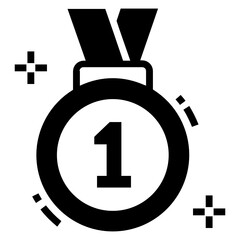 Poster - 
An icon design of prize medal, medal number one vector 
