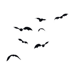 Sticker - halloween bats flying silhouette icons