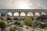 Pont du Gard, the ancient roman bridge in Provence, France.