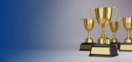 Poster - golden trophy award with copy space for text. 3d rendering.