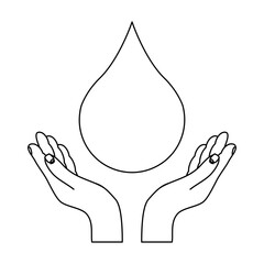 Poster - hands with water drop liquid icon