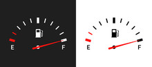 Fuel Indicators Gas Meter. Gauge Vector Tank Full Icon. Car Dial Petrol Gasoline Dashboard
