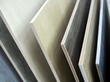 Samples of ceramic tiles in different sizes and colors