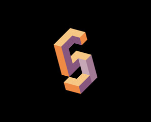 Wall Mural - isometric logo design concept letter S G