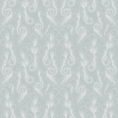  blue pastel seamless pattern with floral elements