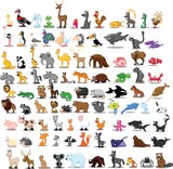 Fototapeta Pokój dzieciecy - Super set of 91 cute cartoon animals