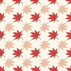 Wall Mural - seamless pattern with red maple leaf, abstract geometric leaf texture design