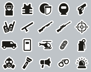 Sticker - SWAT Team Icons Black & White Sticker Set Big