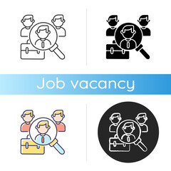 Poster - Headhunting icon. Linear black and RGB color styles. Searching worker for vacant position. Human resources management, recruitment process. Hiring new employee. Isolated vector illustrations