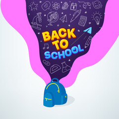 Aufkleber - Back to school vector concept with bag and doodle elements