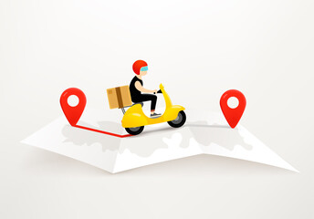 Aufkleber - Delivery by scooter vector concept