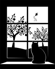 Wall Mural - apple orchard outside the window