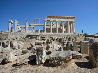 Ruins of Aphaia temple on Aegina island, Greece