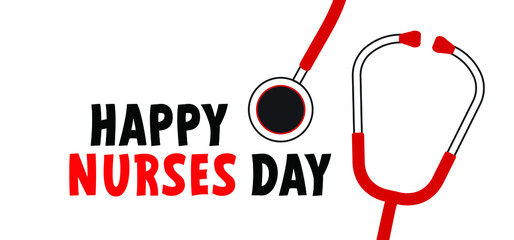 Wall Mural - Thank you nurses. Slogan happy nurse day with stethoscope sign on 12 may. Medical health care. Thank you nurses sign Fun vector quote. Hand drawn word for possitive inspiration and motivation quotes.