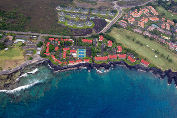 Sticker - Aerial shot of the Royal Aloha Vacation Club in Kailua-Kona, Big Island, Hawaii, USA.