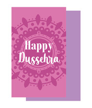 Happy Dussehra Festival Of India, Pink Mandala Background Lettering Religious Culture