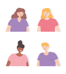 Sticker - people young women man cartoon portrait icons