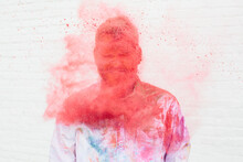 Man Covered In Holi Color