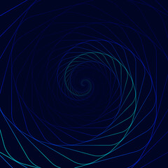 Poster - Swirling lighting symbol. Optical illusion. Twisted blue wormhole. 3D wireframe abstract tunnel. Vector illustration.