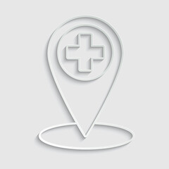 Poster - paper Hospital pin icon, hospital map point 