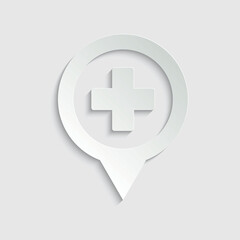 Poster - paper Hospital pin icon, hospital map point 