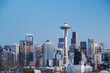 © Mihael Blikshteyn Photography/Stocksy - Classic view of downtown Seattle with Space Needle against blue sky