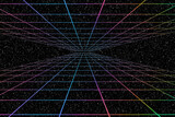 Fototapeta  - An abstract rainbow colored grid background image.