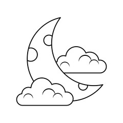 Sticker - half moon clouds sky night dream line icon style