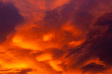Clouds And A Fiery Sky, New Zealand.