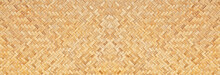Traditional Handcraft Woven Bamboo Texture For Banner, Weave Wood Pattern Background.