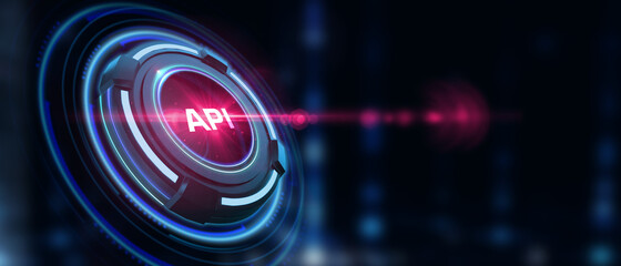 API - Application Programming Interface. Software development tool. Business, modern technology, internet and networking concept.