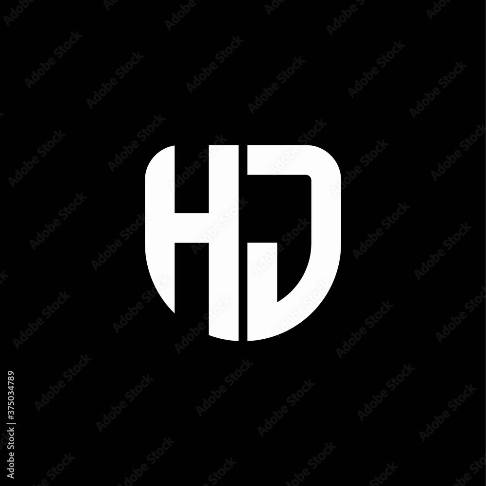 hj logo monogram with circular shape shield design template Stock ...