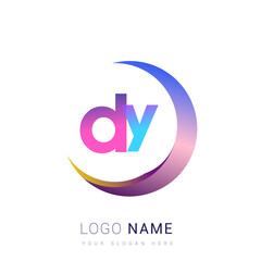 initial letter DY logotype company name, colorful and swoosh design. vector logo for business and company identity.