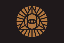 All-seeing Eye Of God In Sacred Geometry Triangle, Masonic Sign And Illuminati Symbol